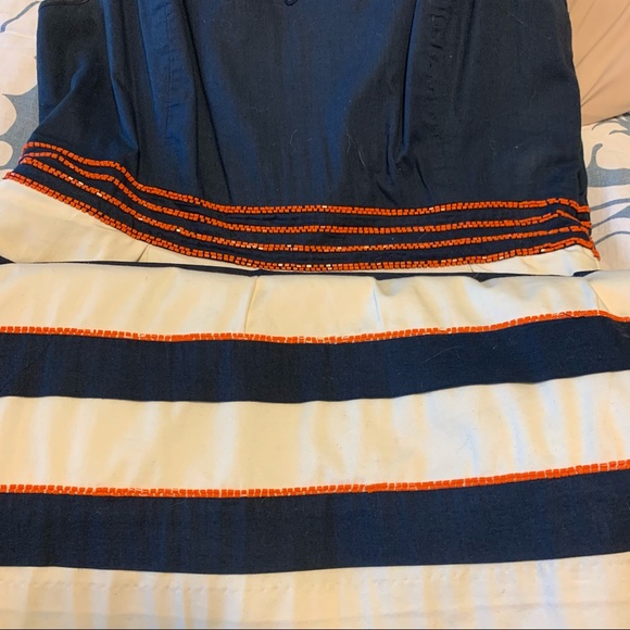 Orange and Navy Anthropologie Dress - Picture 3 of 8